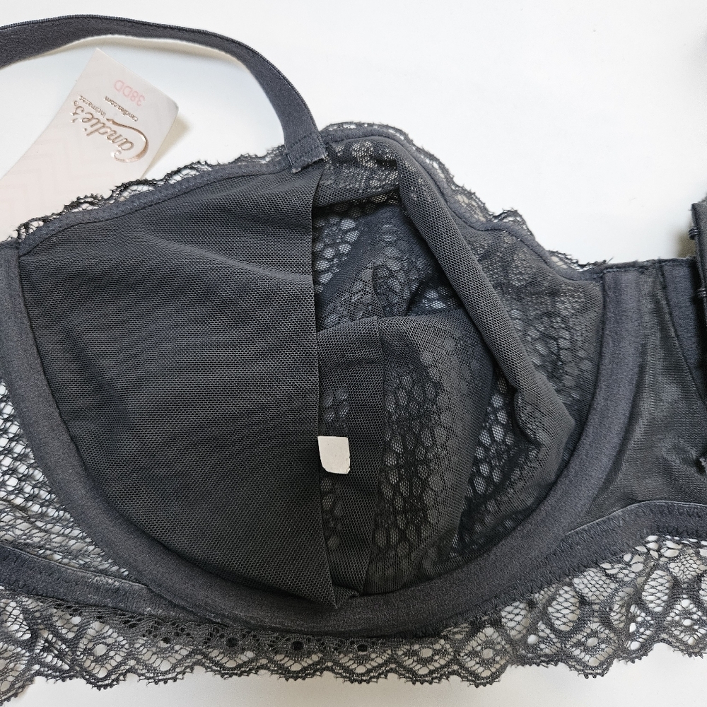 Candies Grey Scallop Underwire Fullcoverag Bra 38DD NWT - Picture 4 of 6